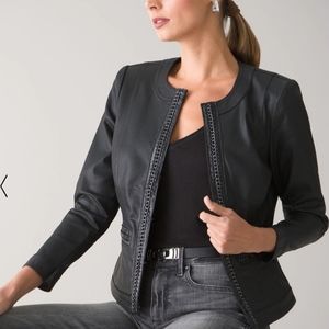 White House Black Market Coated Chain Detail Jacket Black Size 12.